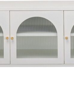 Kare Design Naxos - Meuble Bas de Rangement avec 3 Portes - Structure en Acier - pour Salon - Blanc - 60 x 120 x 40 cm (H x l x P)