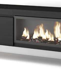 Skraut Home | Meuble TV | Banc Télé | Grand Espace de Rangement | 210 | pour Les TV jusqu'à 80" | Cheminée électrique XXL | Suspendu, Mural | Style Moderne | Noir