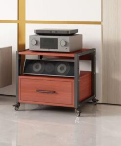 Meuble HiFi 2/3/4/5 niveaux, Meuble Rack Audio multimédia mobile, support audio, meuble stéréo, meuble TV d'angle, meuble de rangement audio for salon, salle de jeux et d'enregistrement(Teak,19