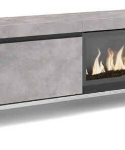 Skraut Home | Meuble TV | Banc Télé | Grand Espace de Rangement | 317x45x35 cm | Cheminée électrique XXL | Suspendu, Mural | Style Moderne | Ciment