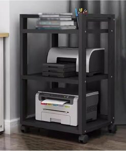 Support d'armoire stéréo pour Support d'équipement Audio-vidéo de Salon/Maison, Support de Support de composant multimédia Robuste au Sol avec étagère et Roues réglables en Hauteur (Couleur