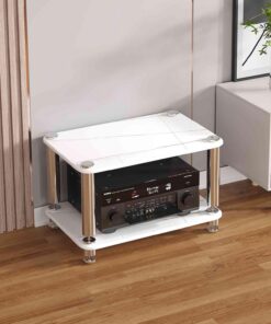 Support Vinyle pour Le Salon, Tourne Disque Vinyle Stockage, Étagères Rack de Stockage Audio Vidéo, Armoire de Rangement Multimédia, Pour Le Bureau, La Chambre À Coucher(Milky white,60*40*38cm)