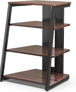 Support multimédia à 4 Niveaux, Armoire de Rangement multimédia avec étagères réglables, Support Audio, Support multimédia vidéo Ouvert, Dissipation Thermique Pratique, Facile à Assembler
