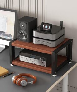 Meuble de Bureau à 2/3/4 Niveaux pour Enceintes AV, Petit Meuble pour Enceintes, Meuble pour Enceintes Haute fidélité adapté aux amplificateurs de Casque, lecteurs CD et Enceintes (Couleur t