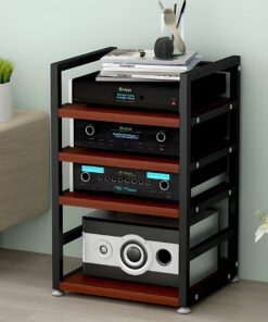 Support média HiFi pour enregistrement, meuble de rangement ouvert, support audio pour ampli AV/platine/imprimante, hauteur réglable, pour maison/bureau/théâtre