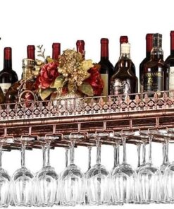 Meubles de Bar Supports à vin Suspendus/Suspendus à l'envers Support de Verre à vin en métal | Porte-Bouteille de vin Porte-gobelet à Pied pour Les Amateurs de vin de Bar de cuis