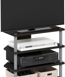 Furinno Econ Petit Meuble TV à 4 Niveaux, Montage Facile, Espresso/Gris