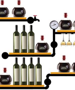 Porte Range Bouteille Mural Etagere Murale Cuisine Casier à Bouteilles Rangement Bouteille Casiers et Supports de Cuisine Meuble Bar avec Porte Verres Suspendu pour Comptoir de Bar Salon