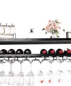 Casiers à vin à 2 Niveaux | Porte-Bouteilles de vin | Verre | Support à gobelets | Présentoir | Champagne | Étagères | Organisateur | Accessoires de Bar pour Cave à vin Flottante à