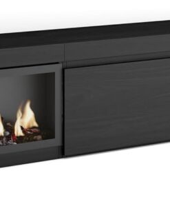 Skraut Home | Meuble TV | Banc Télé | Grand Espace de Rangement | 317x45x35 cm | Cheminée électrique XXL | Style Moderne | Noir