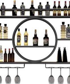 Casier à vin Mural, Meuble de Bar à Domicile avec Portes, étagères de Bar, Support Mural en Or pour Verres à vin et étagère, mobilier de Maison, décoration, Armoire de Bar à Whisky
