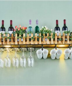 Porte-Bouteilles de vin Mural de Style Industriel rétro pour la Maison ou Le Bar, présentoir à vin en métal et Verre, pour Bar, Armoire, Cuisine, décoration d'intérieur, 80 cm