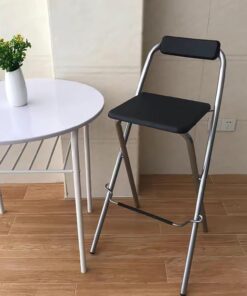 Tabouret de Bar Pliant avec Dossier Haut et Repose-Pieds pour Bistro, pub, Salle à Manger, café, Environ 65 cm (26 Pouces)