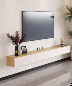 Générique Support TV Flottant Console multimédia Murale 59,1'' Meuble TV Moderne avec Rangement Meuble TV Mural avec 2 tiroirs Centre de Divertissement Flottant en Bois Armoire Murale pour Salon.