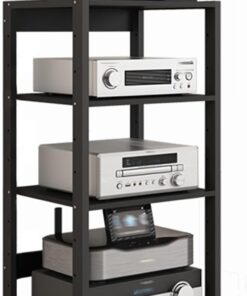 Meuble HiFi à 4/5 niveaux Meubles pour Audio/vidéo Étagère À Disques Meuble Imprimante Tourne Disque Vinyle Chaînes hi-fi Support de DVD Mobile avec roulettes pour Maison Bureau Divertissement(50x40x1
