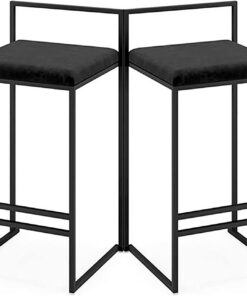DASHADAO 65cm Ensemble de 2 Tabourets de Bar, Meubles de Bar à la Maison Chaises de Bar Modernes avec Repose-Pieds Dossier Rembourré Tabouret Haut Décontracté pour Cuisine Salon et Pub (NOI