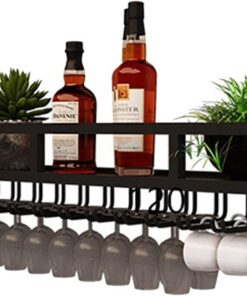 Étagère Murale pour Bouteilles de vin, étagère pour Boissons alcoolisées avec Bande Lumineuse - Meuble de Bar pour la Maison pour l'affichage des Bouteilles d'alcool dans la Salle