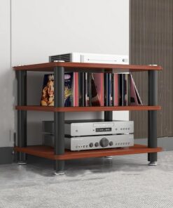 Meuble Multimédia Meuble HiFi À 3 Niveaux, Support De Stockage De Composants Audio, Étagère for Console De Tourne-Disque pour Audio/Vidéo/DVD/Tourne Disque(Brown,H50CM)