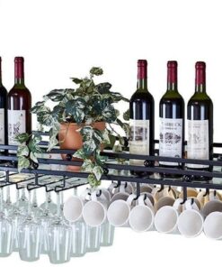 Casier à vin Suspendu au Plafond avec Support en Verre Étagère pour Les Amateurs de vin Meubles de Bar et casiers à vin avec Support en Verre Support à vin Suspendu monté au plafon