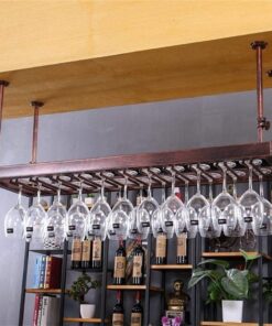 MObyat Casier à vin Suspendu au Plafond avec Support en Verre, pour Les Amateurs de vin, Meubles de Bar et casier à vin, Meubles de Bar à Domicile, casiers à vin, Supports à Verres à Pied