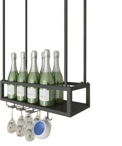 Porte-Bouteilles en métal élégant à Suspendre sous Un Meuble pour Ranger Bouteilles et Verres à vin dans la Cuisine ou au Bar (Dimensions : 60 x 25 x 21 cm)