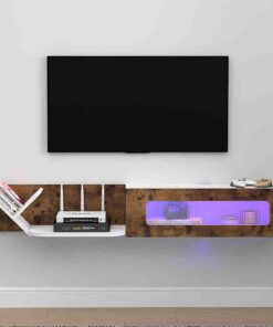 Meuble TV Flottant à Fixation Murale Support de Télévision Flottant Fixé au Mur Centre de Console Multimédia de Divertissement Grande Armoire de Rangement pour Salon et Chambre à Coucher.
