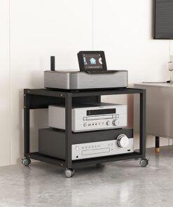 Meuble TV Style Mid-Century Modern - Étagère Audio pour DVD, Consoles de Jeux et chaîne Hi-FI, idéale pour Le Salon et Le Studio d'enregistrement, Solution de Rangement élégante