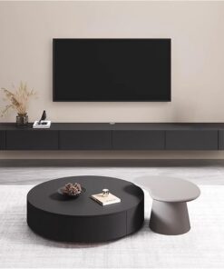 Générique Meuble TV Mural Flottant avec Gestion des câbles, Grand Espace de Rangement et Design Compact, idéal pour Toutes Les pièces (Noir 140 x 24 x 20 cm)