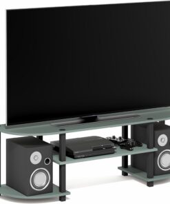 Furinno Turn-S-Tube Meuble TV, Centre Multimédia Large, Console TV pour Téléviseurs Jusqu'À 55 Pouces, pour Salon Ou Chambre, Vert Sauge, 13.4 (D) x 47.25 (W) x 15.9 (H) in