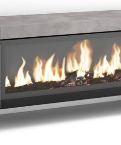 Skraut Home | Meuble TV | Banc Télé | Grand Espace de Rangement | 210 | pour Les TV jusqu'à 80" | Cheminée électrique XXL | Design Industriel | Style Moderne | Ciment