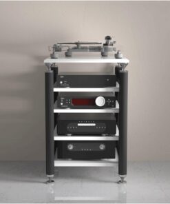 Meuble Haut-Parleur HiFi Moderne, Tour d'enceintes réglable, Meuble Haut-Parleur Ouvert à 4 Niveaux, idéal pour Les systèmes Home cinéma. Meuble Haut-Parleur Slish AV (Blanc).