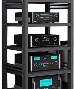 Support Audio, étagère AV en Rack, Support multimédia AV à 5 Niveaux, Support Audio sur Pied, Support multimédia AV Haut pour Salon, Supports et Supports stéréo en métal Robustes, Support de