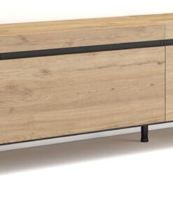 Skraut Home | Meuble TV | Banc Télé | Grand Espace de Rangement | 320x57x35 cm | TV Grand Format | Design Industriel | Style Moderne | Chêne