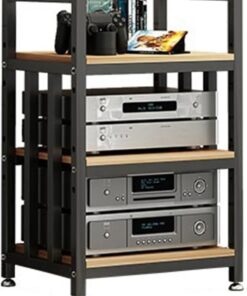 YVYKFZD Meuble HiFi AV à 3/4 niveaux, Meuble Rack Audio sur pied étagère d'angle, Meuble Audio Vidéo avec étagère réglable, Meuble stéréo armoire de rangement multimédia ouverte(Color:B 3 Tier-50X40X7