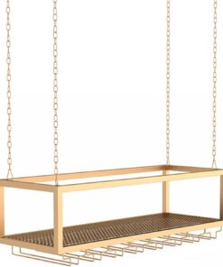 ZXFDMSWJ Porte-Bouteilles à vin Suspendu en Verre à Pied, étagère de Rangement Murale pour Bouteille de vin, étagères flottantes en métal doré pour Bars, Restaurants, Cuisines (Taille : 140 x 25 x 20