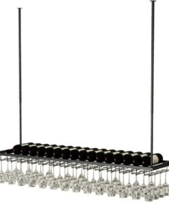 Support de Bar Suspendu au Plafond, Support de Bouteille de vin Suspendu au Plafond, Hauteur réglable, Largeur pour Cuisine, Bar, Restaurant, étagère de Rangement, étagère décorati