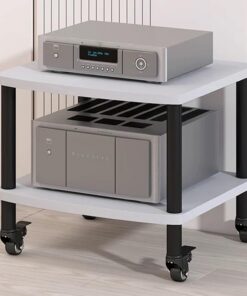 Meuble Hi FI, Meuble Audio Vidéo Amovible à 2/3/4 Niveaux, Meuble stéréo multimédia stéréo Domestique, for amplificateur/Lecteur/Accessoires TV(Wit,23.6x19.6)