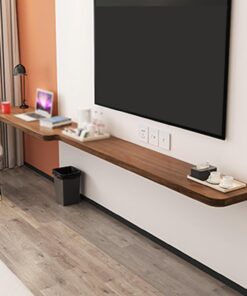 Meuble TV Mural Flottant avec étagères pour la Maison, Le Bureau et l'hôtel (Noyer Gauche 150 x 40 cm)