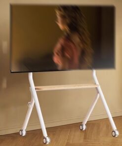 Support TV sur Pied, Support TV roulettes, Meuble TV en Hauteur, Pied TV Universel avec Étagères, Pied pour Téléviseurs de 32 À 75 Pouces(Wit)