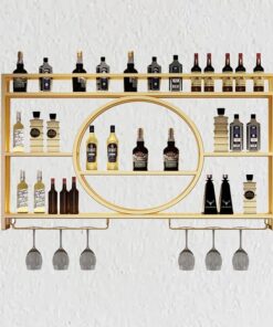 Casier à vin Mural en métal avec Support pour Verre à vin 100 cm - Rangement de Cuisine, étagères de Bar pour Bouteilles d'alcool et de vin - Décoration de Bar pour Salle à Manger