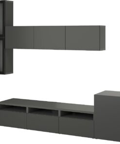 ProTuning BESTÅ Combinaison de rangement pour téléviseur/portes en verre, gris foncé Lappviken/Fällsvik anthracite, 300 x 42 x 211 cm