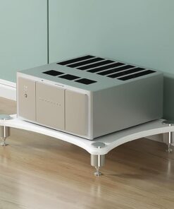 Meuble Hi FI AV, Meuble Rack Audio Ouverte, Étagère D'affichage Multifonctionnelle, Cadre en Tube d'acier Inoxydable, Meuble Stéréo pour TV, Composant Multimédia(Wit,1 Tier 60x48x10CM)
