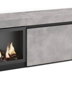 Skraut Home | Meuble TV | Banc Télé | Grand Espace de Rangement | 317x45x35 cm | Cheminée électrique XXL | Style Moderne | Ciment