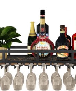 Porte-Bouteilles de vin Suspendu au Plafond, Support Mural en métal, Porte-gobelets à vin inversé | Étagère de Rangement décorative pour Bars, Restaurants, Cuisines (Dimensions : 120 cm x 35