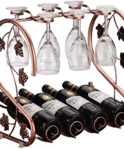 Porte-Bouteilles de vin, Porte-Bouteilles de vin, Porte-Bouteilles géométrique en métal, Porte-Verres à vin en Fer pour Armoire de Bar, Garde-Manger, présentoir de Cuisine