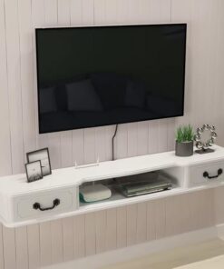Meuble TV Mural avec Tiroirs pour Téléviseurs Jusqu'à 70", Étagère TV Murale, Centre de Divertissement Moderne, Meuble TV et Console Multimédia pour Salon (Size : 110x24x16cm/43x9x6in)