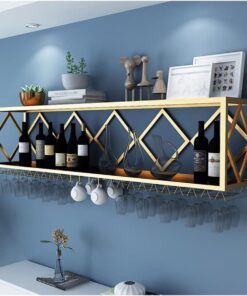 Étagère à Bouteilles, étagère Flottante pour Bar, casiers à vin muraux, Armoire à vin, Support à Verres à vin inversé, Porte-Bouteilles de vin Multifonctionnel en Fer, Support à go