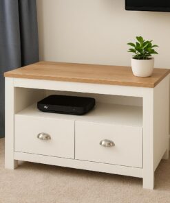 XJBTBA Meuble TV avec tiroirs de Rangement, Console multimédia en Bois, Meuble TV Blanc pour Salon