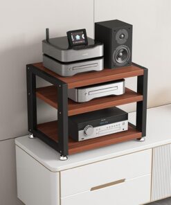 Support Audio, Support multimédia, Support multimédia AV, étagère Audio-vidéo de Bureau à 3 Niveaux, Centre de Divertissement d'angle, Armoire de Composants stéréo, étagère de routeur WiFi,