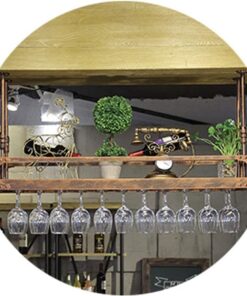 Casiers à Vin, Porte-Verre Bouteilles De Cuivre Bouteille Plafond Suspendu Bar Étagères Porte-Verre Porte-gobelet Décoration Étagère, pour Bars, Salon, Cuisines/100 * 30Cm
